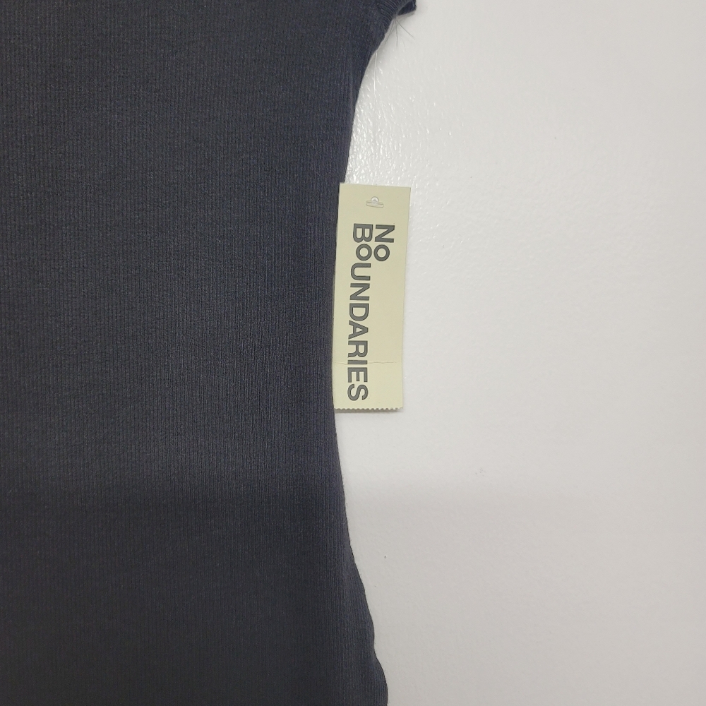 No Boundaries Black Ribbed Crewneck Midi Dress XXS - Picture 12 of 16